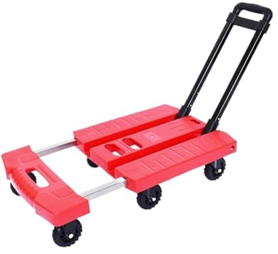 Diable pliable robuste, 6 roues réglable avec poignée extensible, taille 48-61,5 x 35 cm, idéal pour déplacer des charges, solution de rangement portable et efficace