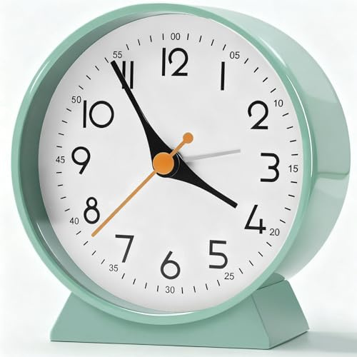 Azyh Analog Alarm Clock with No Tick, Small Retro Desk Battery Operated, Table Clock for Living Room Decor, Bedroom, Bedside, for Kids Back to school Gifts