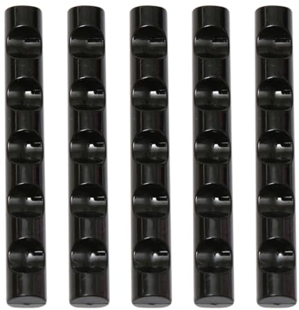 SHINYPASING Support Plastique Noir pour Nail Art Porte-stylos à Ongles 5 Compartiments, Rangement Pratique pour Pinceaux Gel Ongle et Outils Nail Art, Lot de 5 Supports Compacts pour