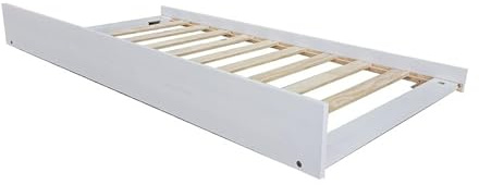 Buyqualia Cama Auxiliar para Litera de Madera – 189x96x22 cm | Estructura Baja para Cama Nido o Supletoria | Color Blanco Abierto
