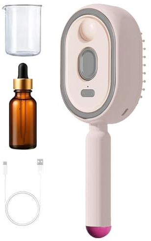 Cepillo de Vapor Eléctrico Cabello | Cepillo alisador pelo vapor | Vaporizador pelos recargable autolimpiante con aceites | Peine masaje cuero cabelludo antiestático herramientas peinado para mujer
