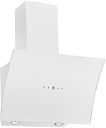 Respekta Dunstabzugshaube kopffrei/Dunstabzugshaube schräg 60 cm/Edelstahlgehäuse mit Glasschirm in Weiß/Abluft - und Umluftfunktion / CH55060WA++ / A++ / 42–63 dB
