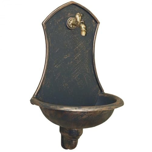 MetallWeb® Gartenbrunnen, Wandbrunnen Siena, in unterschiedlichen Farben (Schwarz - Patina Bronze)