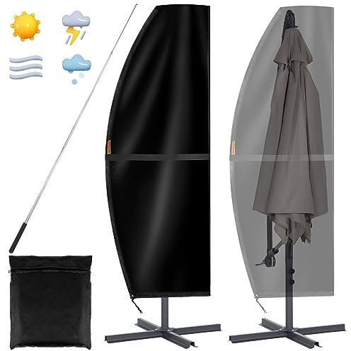 Onlyesh Housse Parasol Deporte 3x3, 420D Oxford Housse Parasol avec Sac de Rangement et Perche Télescopique, Imperméable, 265x40/70/50 cm