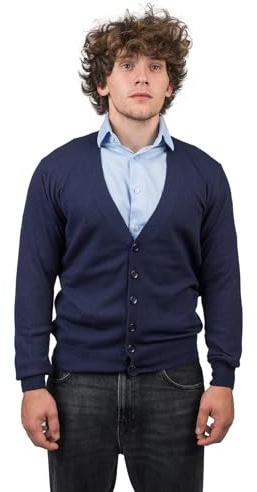 DALLE PIANE CASHMERE Cardigan Uomo Misto Cashmere Lana - Blu, M