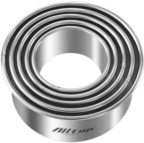 ALLTOP 5 Pcs Round Biscuit Cutter-Stainless Steel Baking Essential Tool for Effortless Circle Cookie Shaping,Pastry,Cake Decoration&Fondant Creation–Precise Cut Utensil for Dumpling,Scone, Donut