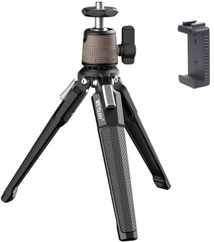 Mini treppiede da tavolo, supporto per treppiede da tavolo con mini testa a sfera panoramica a 360° staccabile e supporto per clip di montaggio del telefono per fotocamera proiettore luce anulare