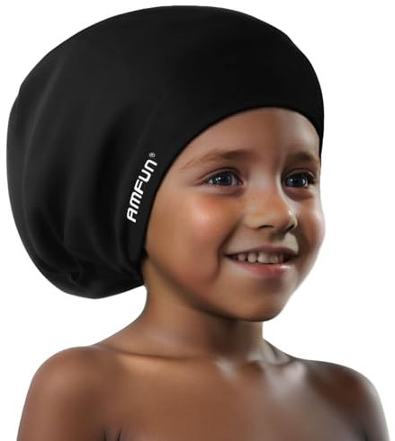 AMFUN Extra Große Badekappe Kinder Lange Haare, Unisex Badekappe Mädchen Jungen, für Dickes, Langes, Lockiges Haare und Webt Afro-Haar, Dreadlocks-Zöpfe