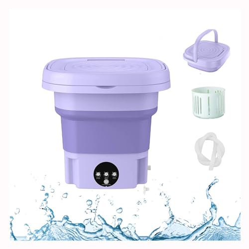 Minilavadoras Portatiles ， Lavadora Portatil Plegable 8L con 3 Modos De Limpieza Profunda,con Blu-Ray Mini Lavadora Portatil para Acampar,Hogar,Viajes,Purple