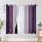 VEHEDE Farbverlauf Ombre Verdunklungsvorhänge mit Ösen, Blickdichte Gardinen Thermovorhang Kälteschutz für Mädchen, Fenster Vorhänge Kurz für Schlafzimmer, H 137 x B 132 cm, Violett und Weiß, 2er Set