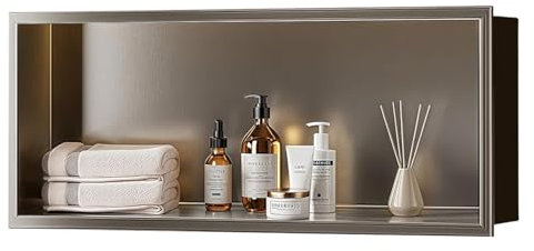 WUDLEP 70x28x12.5cm 304 Stainless Steel Shower Niche, Wet Room Shelf Recess, Waterproof Storage, Easy Installation for Home Improvement, Bathroom Renovation