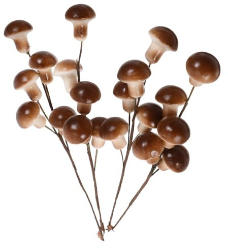 KONTONTY Funghi Artificiali Decorativi in Miniatura Per Giardini Fatati, Set Da 4 Pezzi in Schiuma a 5 Steli Color Caffè, Per Decorazioni Casa, Feste e Micro Paesaggi