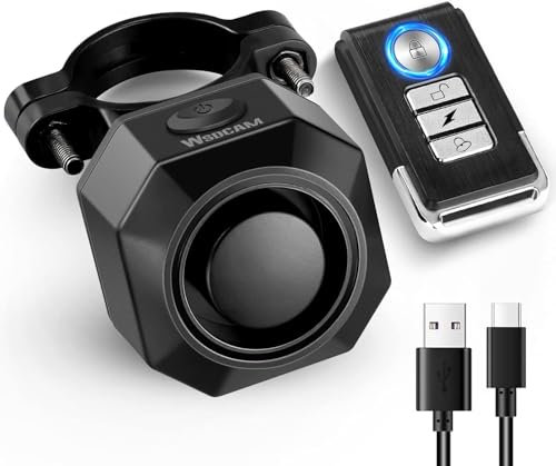 USB Rechargeable Bike Alarm System 110dB Loud Anti-theft Bicycle Motorcycle Alarm System Waterproof Bicycle Alarm e Scooter & Bicycle Alarm Systems with Remote Control