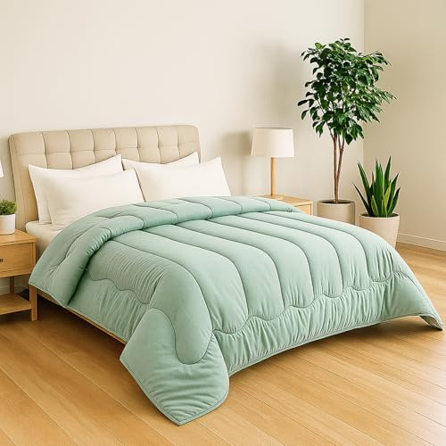 TIENDA EURASIA – Edredón | Nórdico | Reversible | Microfibra 100% Poliéster | sin Cojín | Lavable a máquina a 30°C | Tacto Suave | Hipoalergénico (Verde Menta, Cama 90/105 180x260 cm)