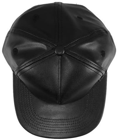 Ipetboom PU Leder Baseball Cap für Damen und Herren Verstellbare Schwarze Flat Brim Kappe mit Retro Hip Hop Stil Atmungsaktive Outdoor Sport Mütze für Radfahren und Freizeit