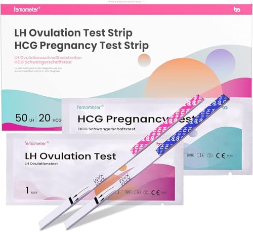 Femometer 50 ovulationstest + 20 Schwangerschaftstest 25 miu/ml optimaler Sensitivität