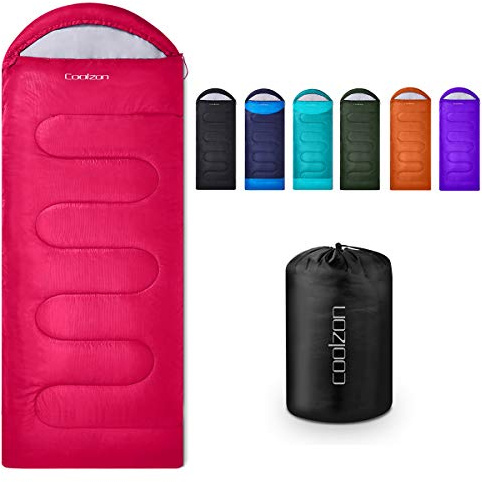 Coolzon Saco de Dormir Adulto para 3-4 Estaciones, Impermeable Ultraligero Saco de Dormir Niños Acampada Portátil para Acampar Senderismo Senderismo Viaje al Aire Libre,Rojo