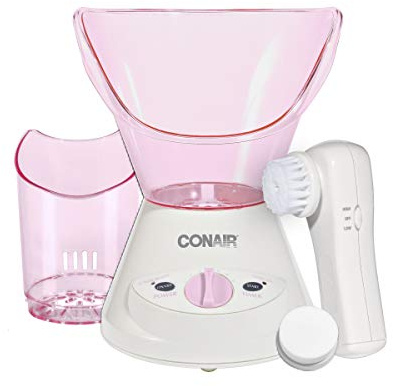 True Glow by Conair Gentle Mist Moisturizing Facial Steamer with Cleansing Brush