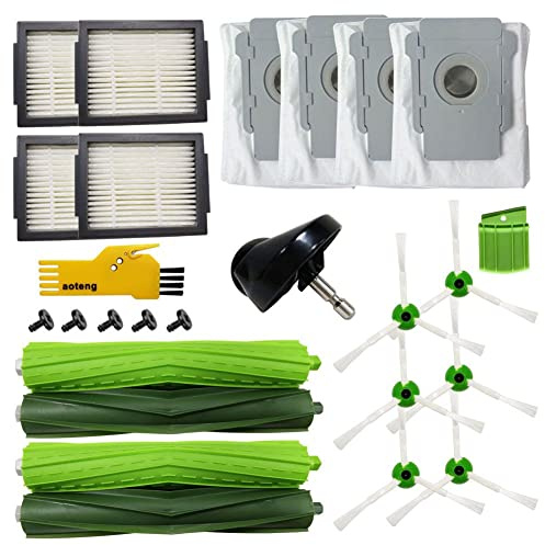aotengou Ersatz-Zubehör-Set für iRobot Roomba i3 i7+ i3+ i7 j7+ j7 e5 e6 e7 Roboter-Staubsauger 25 Packungen 2 Sätze Walzenbürsten, 4 Filter, 6 Seitenbürsten, 4 Staubsaugerbeutel