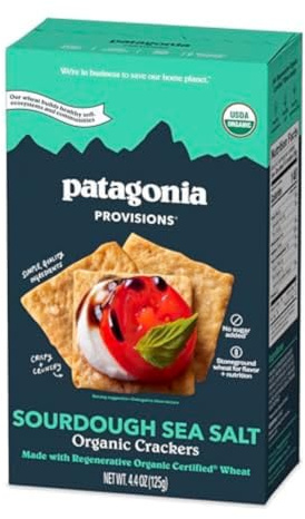 Patagonia Provisions Organic Sourdough Sea Salt Crackers – 3g Plant Protein Per Serving – Made with Wheat Flour & Sea Salt – Non-GMO, No Added Sugar - Crispy & Crunchy