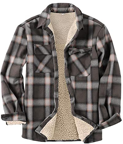 Duohropke Chemise à carreaux pour homme - Chemise thermique en flanelle - Chemise de loisir - Chemise de bûcheron chaude - Doublure polaire - Chemise de travail - Veste d'hiver avec poche poitrine