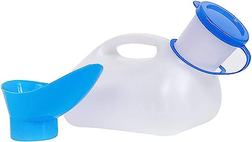 Männliche Urinalflasche, Camping-Toilette, Urinflasche, 1000 ml, Unisex-Töpfchen-Urinale for das Auto, Toliet-Urinal-Topf, tragbare Pipi-Flasche, mit Deckel und Trichter, auslaufsichere Urinale for da