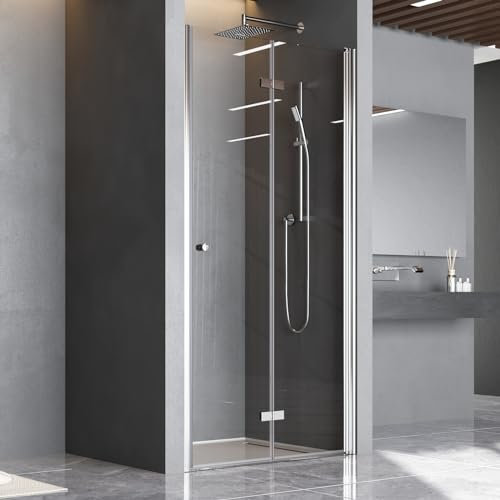 Nischendusche Duschtür 120 cm,Nischenfalttür 180°Duschfalttür Duschabtrennung Duschwand Dusche aus 6mm ESG Sicherheitsglas,Höhe 185 cm