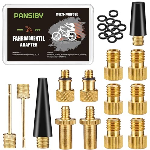 PANSIBY Cykelventil adapter, cykel ventiladapter set med förvaringslåda, alla ventil SV DV AV Dunlop blixtventil fransk bilventil sclaverandventil med tätningsring för kompressor cykelpump