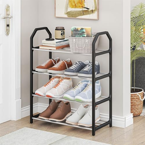 SPORTARC Étagère à chaussures en métal, design compact et vertical, construction en métal robuste, finition noire, plusieurs niveaux, grand espace, assemblage facile