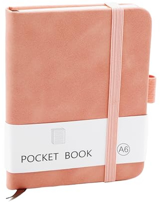 CiciIng Taccuino piccolo formato A6, taccuino tascabile con chiusura elastica, mini quaderni con portapenne, tasche per diario scolastico, lavori di ufficio (rosa)