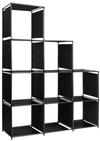 ULUYYUC Scaffalatura a gradini in acciaio e tessuto tessile, sottile, 130 x 45 x 170 cm, 9 ripiani, design moderno, per soggiorno, cucina, balcone