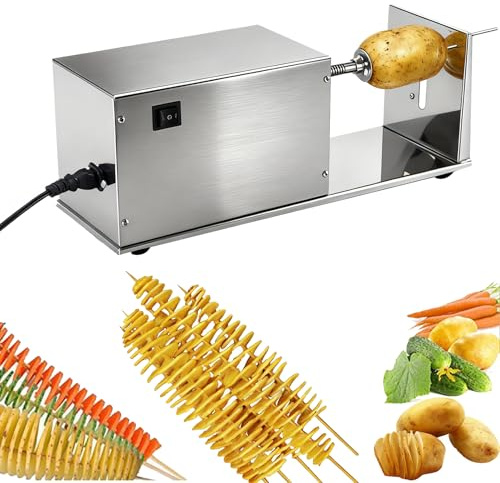 Cortador De Espiral Eléctrico, Cortador De Espiral De Acero Inoxidable Cortador De Papas Eléctrico Tornado Cortador De Papas En Espiral AutomáTico Para Frutas Papas Pepinos Zanahorias 50w 220v