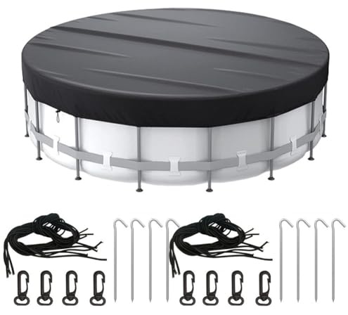 Copertura rotonda per piscina solare in tessuto oxfürd 210D, misura 6, colore: nero: assorbimento termico