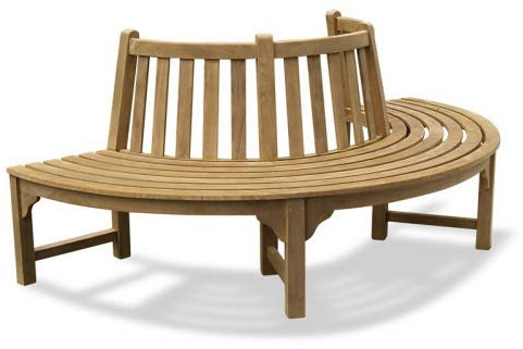 Teako Design Baumbank Fermo wetterfest Teakholz massiv Rückenlehne Außendurchmesser 165 cm, 180°
