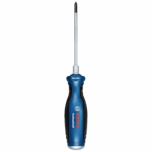 Bosch Professional 1600A01TG2 Destornillador de estrella, cromo vanadio, mango softgrip con cabezal de acero, Azul, PH1 x 100mm