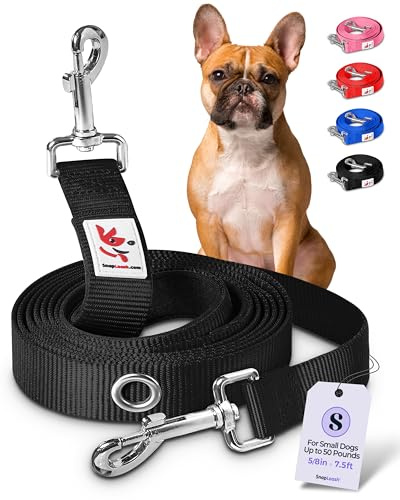 Hands-Free Dog Leash Training Running Snapleash, Waist & Shoulder Lead for Walking, Traffic Lead, Dual Pet Leash Adjustable for Large, Medium and Small Dog Breeds (Black, Small (5/8in x 7.5ft))