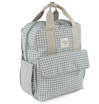 Walking Mum. I Love Vichy Wickeltasche für Kinderwagen, vielseitig einsetzbar, mit kurzen Griffen und Schultergurten, Grün, 37 x 28 x 12 cm