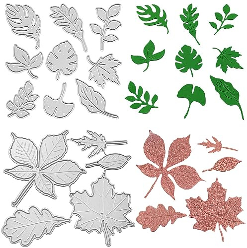 14 Pezzi Fustelle Foglia Acero Fustella da Taglio in Metallo 3D Foglia Botanico Taglio Stencil per Scrapbooking Album Calendario Cartolina d'auguri Biglietto Goffratura Fai da Te