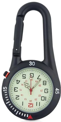 Nizirioo 1 x orologio da infermiere: orologio al quarzo, orologio multifunzione con moschettone, piccolo orologio luminoso con cinturino per medici, infermieri, paramedici, cuochi, sport, ciclisti