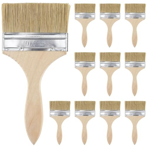 SYUTBOU Pinceaux Peinture, Lot de 10 Pinceau Vernis Bois - 20 x 9,3 cm Pinceau Peinture - Accessoire Peinture, Atelier, Jardinage, Bricolage