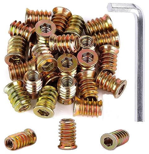 Zepitniy 50 Piezas Tuerca Roscada M8 x 20mm,Tuercas de Inserción para Madera丨Tuerca Embutir Insertos Roscados para Muebles de Madera