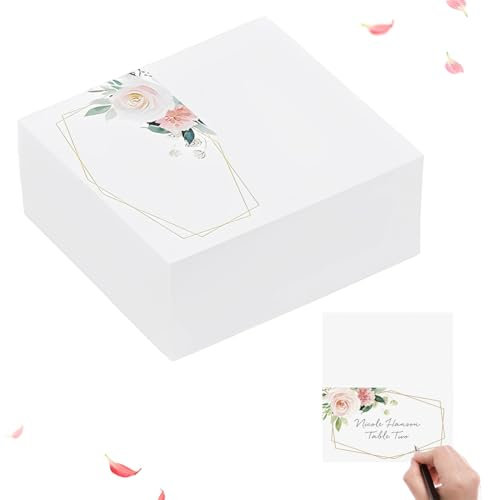 SULIUDAJI 50 Pezzi Segnaposto Cartellini Tavolo Scritta, Segnaposto per Matrimonio Compleanno Comunione Battesimo Cresima Laurea Bigliettini Carta Rosa Fiori Oro Decorazione Festa Bomboniere