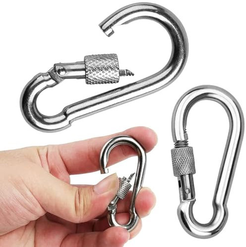YOYEAH 2er-Set Superstarker Schraubkarabiner aus Edelstahl: Karabinerhaken groß und robust, Karabiner mit Schraubverschluss, Sicherheitskarabiner für Camping, Klettern, ragfähigkeit 240kg