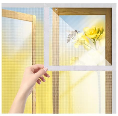 Moustiquaire, 50x80cm Blanche Moustiquaire Fenetre Rideau anti Mouche pour Porte Fenetre d Entrée Intérieur/Patio/Coulissante