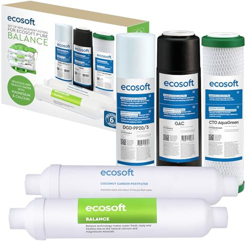 Ecosoft - Filtro ad osmosi inversa - Set di ricariche a 5 fasi senza pompa - Acqua potabile domestica con mineralizzatore di calcio - Installazione sotto lavello