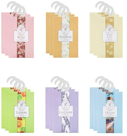 Duftsäckchen Kleiderschrank,18 Stück Kleiderschrank Aromatherapie Kleiderbügel,Duft für Kleiderschrank,Duftsäckchen,Für Schubladen,Schränke,Schränke,Schuhregal,Lavendel,Jasmin,Lilie,Rose,Ozean,Zitrone
