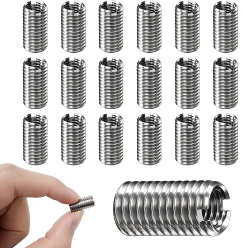 20 pezzi inserto filettato 15 mm M8 a M6 in acciaio inox – boccola per riduzione da M8 a M6, adattatore con filetto interno per riparazione e rinforzo, fissaggio officina e montaggio