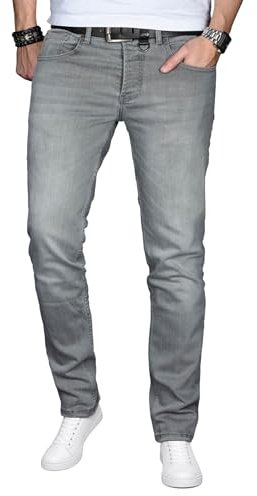 ALESSANDRO SALVARINI Herr Slim Fit Jeans Byxor Denim Stretch Jeans Jeans Jeans Washed, LJUSGRÅ, 33W / 32L