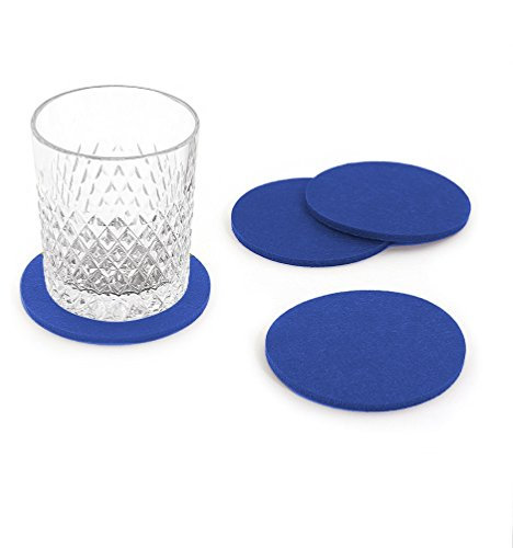 Oblique Unique® Filzuntersetzer rund 4er Pack für Tisch und Bar - Glasuntersetzer Untersetzer aus Filz (Blau)