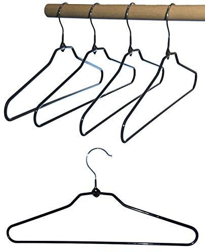 Hagspiel Kleiderbügel aus Metall, 10 St. Drahtbügel schwarz rutschhemmend beschichtet, mit Steg, ca. 40 cm lang, platzsparender Kleiderbügel 5 mm